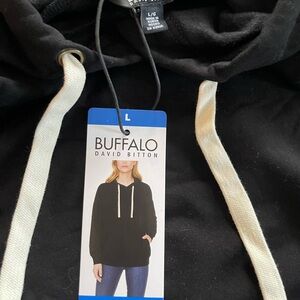 Buffalo David Bitton Black Hoodie with Cream Accents